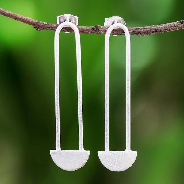 Alternate image for Modern Sterling Silver Drop Earrings Crafted in Thailand Artistic Beauty