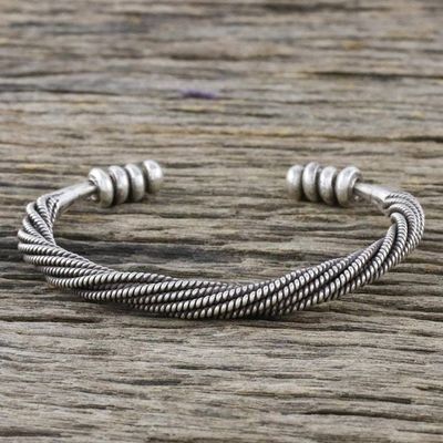 Alternate image for Handmade Sterling Silver Thai Hill Tribe Cuff Bracelet Serene Wave