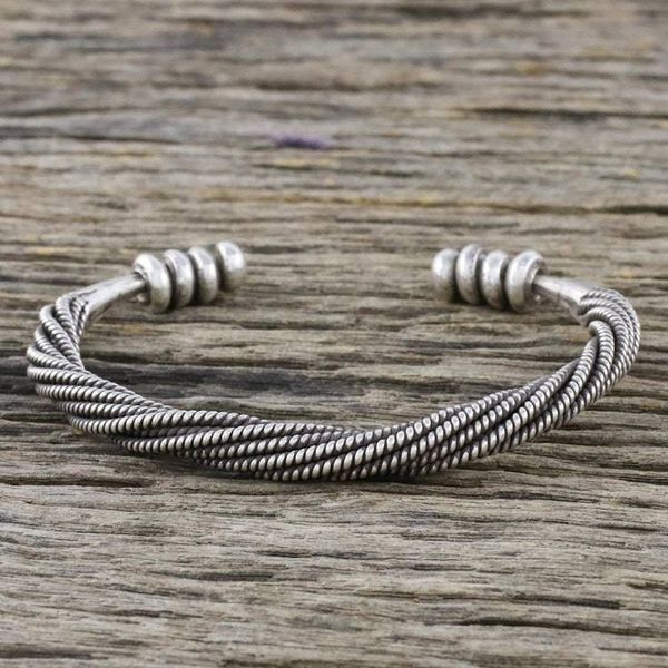 Alternate image for Handmade Sterling Silver Thai Hill Tribe Cuff Bracelet Serene Wave