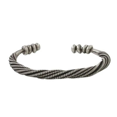 Alternate image for Handmade Sterling Silver Thai Hill Tribe Cuff Bracelet Serene Wave