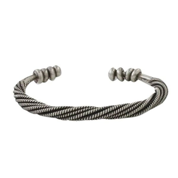 Alternate image for Handmade Sterling Silver Thai Hill Tribe Cuff Bracelet Serene Wave