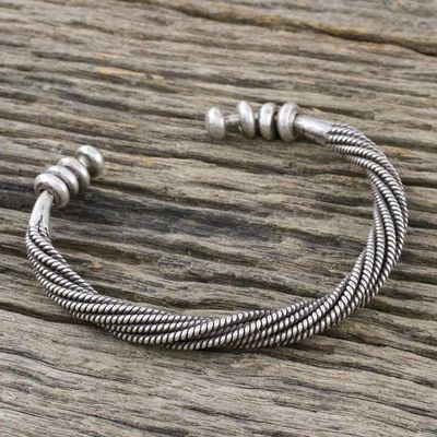 Alternate image for Handmade Sterling Silver Thai Hill Tribe Cuff Bracelet Serene Wave