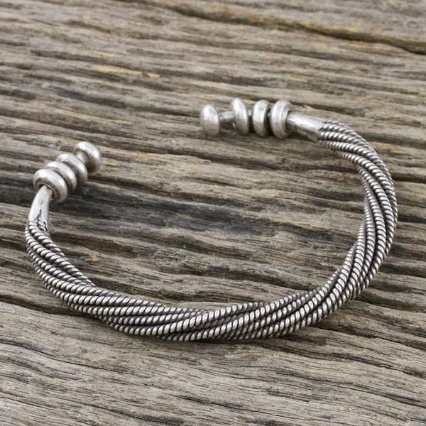 Alternate image for Handmade Sterling Silver Thai Hill Tribe Cuff Bracelet Serene Wave
