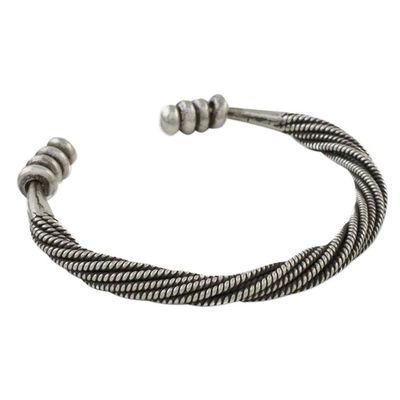 Alternate image for Handmade Sterling Silver Thai Hill Tribe Cuff Bracelet Serene Wave