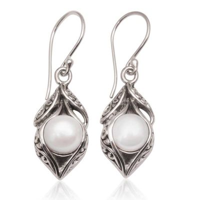 Alternate image for Cultured Freshwater Pearl Dangle Earrings from Bali Moonlit Petals