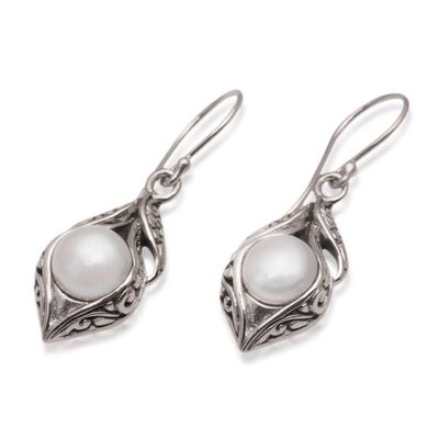 Alternate image for Cultured Freshwater Pearl Dangle Earrings from Bali Moonlit Petals