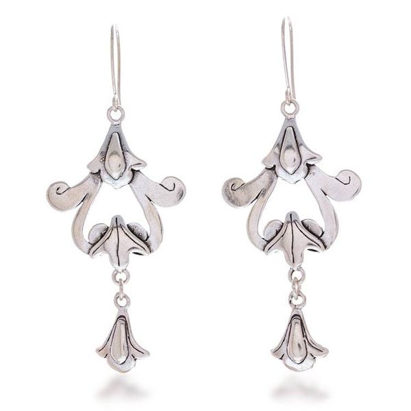 Alternate image for Ornate Handcrafted Sterling Silver Dangle Earrings Colonial Chimes