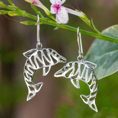 Alternate image for Sterling silver dangle earrings Tiger Dolphin