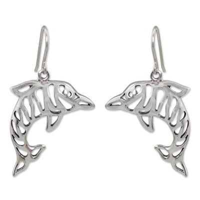 Alternate image for Sterling silver dangle earrings Tiger Dolphin