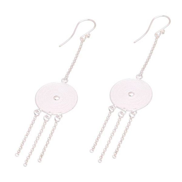 Alternate image for Circular Sterling Silver Filigree Waterfall Earrings Pure Shields
