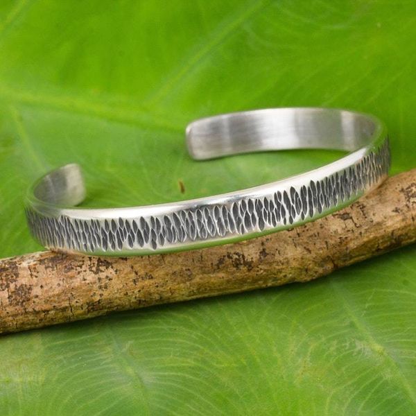Alternate image for Thailand Cuff Bracelet of Handcrafted Sterling Silver Whispering Rain