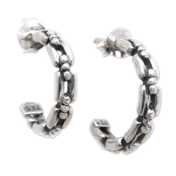 Alternate image for Hand Crafted Sterling Silver Drop Earrings Chain of Command