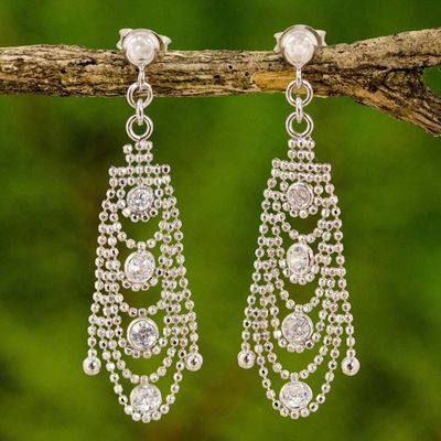 Alternate image for Cubic Zirconia Chandelier Post Earrings from Thailand Glistening Chandeliers
