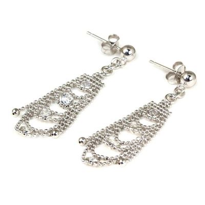 Alternate image for Cubic Zirconia Chandelier Post Earrings from Thailand Glistening Chandeliers