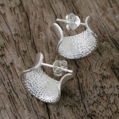 Alternate image for 925 Sterling Silver Wide Half-Hoop Earrings from Thailand View the World