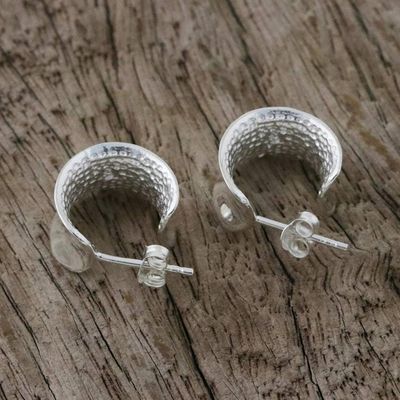 Alternate image for 925 Sterling Silver Wide Half-Hoop Earrings from Thailand View the World