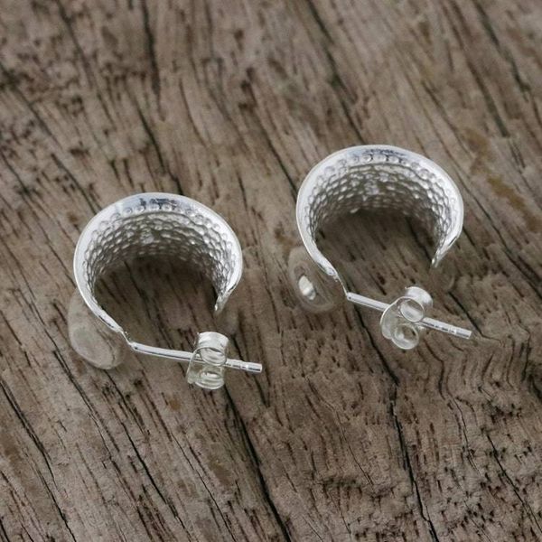 Alternate image for 925 Sterling Silver Wide Half-Hoop Earrings from Thailand View the World