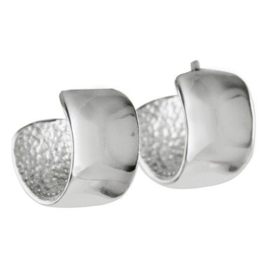 Alternate image for 925 Sterling Silver Wide Half-Hoop Earrings from Thailand View the World