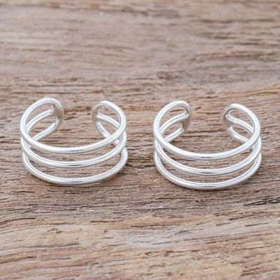 Alternate image for Sterling Silver Ear Cuffs Artisan Crafted in Thailand Day Off