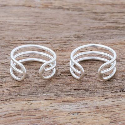 Alternate image for Sterling Silver Ear Cuffs Artisan Crafted in Thailand Day Off