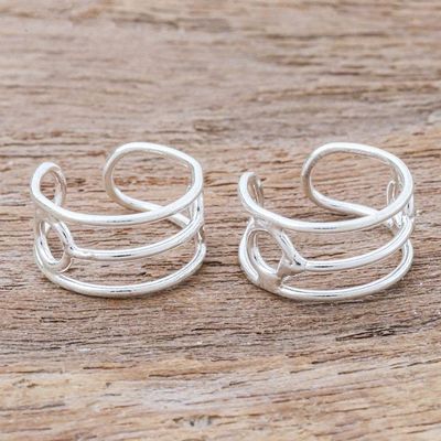 Alternate image for Hand Crafted Sterling Silver Ear Cuffs A Little Fun