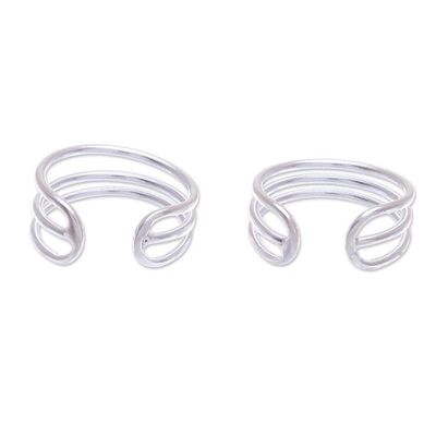 Alternate image for Sterling Silver Ear Cuffs Artisan Crafted in Thailand Day Off