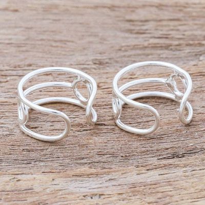 Alternate image for Hand Crafted Sterling Silver Ear Cuffs A Little Fun