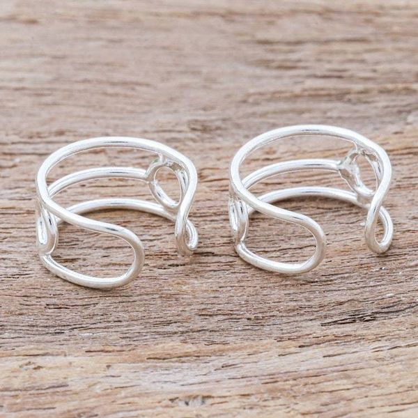 Alternate image for Hand Crafted Sterling Silver Ear Cuffs A Little Fun