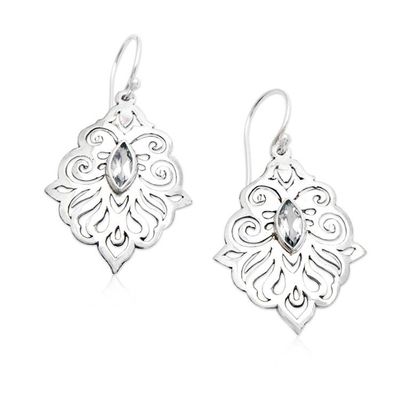 Alternate image for Hand Crafted Blue Topaz and Sterling Silver Dangle Earrings Glacial Soul