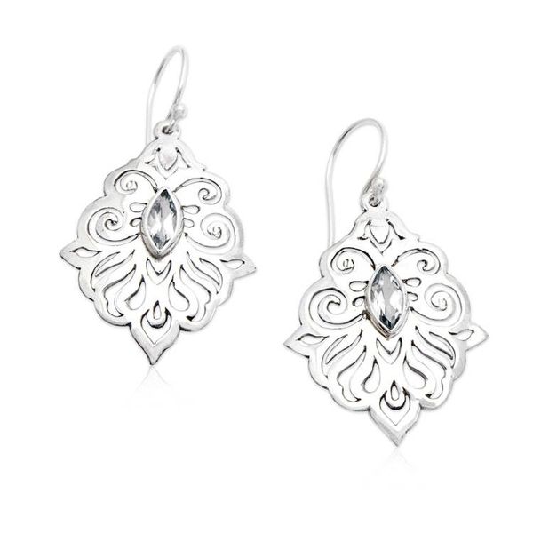 Alternate image for Hand Crafted Blue Topaz and Sterling Silver Dangle Earrings Glacial Soul