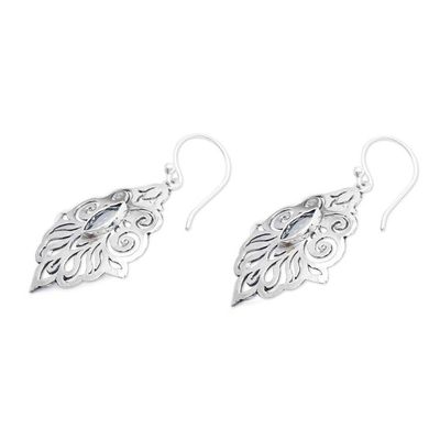 Alternate image for Hand Crafted Blue Topaz and Sterling Silver Dangle Earrings Glacial Soul