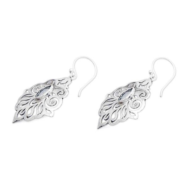 Alternate image for Hand Crafted Blue Topaz and Sterling Silver Dangle Earrings Glacial Soul