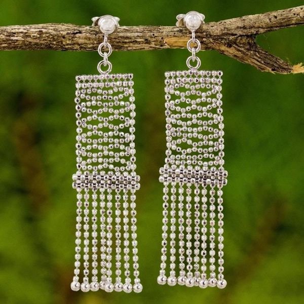 Alternate image for Sterling Silver Waterfall Earrings on Posts from Thailand Flying Carpet Chandeliers