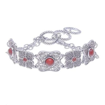 Alternate image for Handcrafted Thai Carnelian and Silver Filigree Bracelet Morning Love