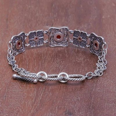 Alternate image for Handcrafted Thai Carnelian and Silver Filigree Bracelet Morning Love