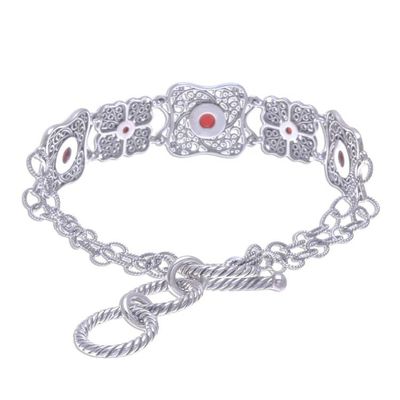 Alternate image for Handcrafted Thai Carnelian and Silver Filigree Bracelet Morning Love