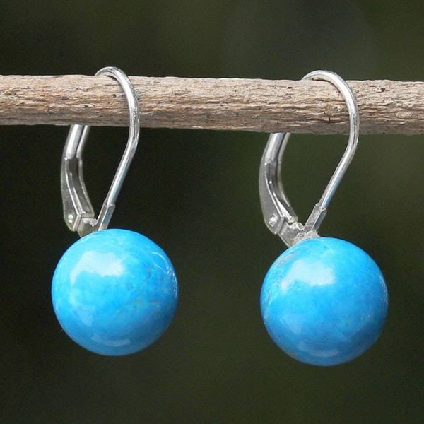Alternate image for Blue Calcite and Sterling Silver Drop Earrings from Thailand Pure Blue