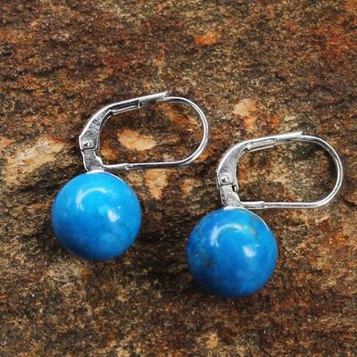 Alternate image for Blue Calcite and Sterling Silver Drop Earrings from Thailand Pure Blue