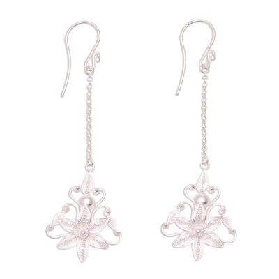 Alternate image for Floral Sterling Silver Filigree Dangle Earrings from Java Flower Rain