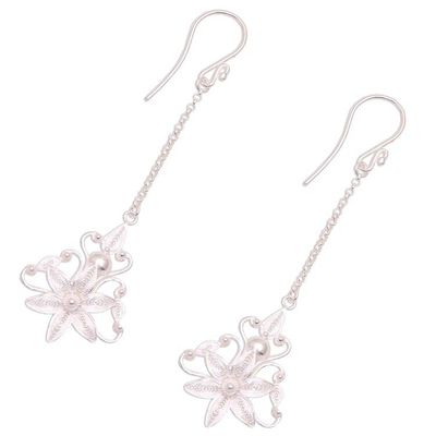 Alternate image for Floral Sterling Silver Filigree Dangle Earrings from Java Flower Rain