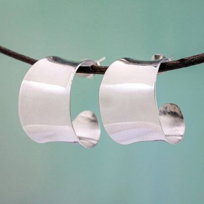 Alternate image for Sterling silver half hoop earrings Camber