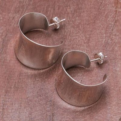 Alternate image for Sterling silver half hoop earrings Camber