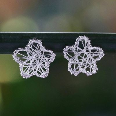 Main image for Sterling Silver Flower Stud Earrings Crafted in Thailand Flower Wrap