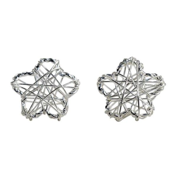 Alternate image for Sterling Silver Flower Stud Earrings Crafted in Thailand Flower Wrap