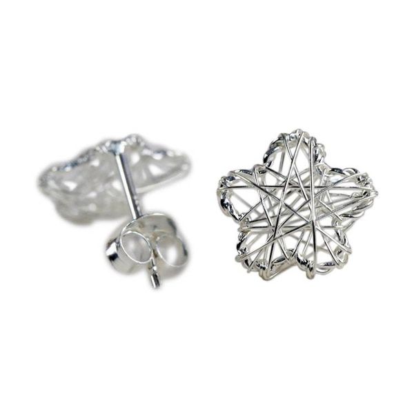 Alternate image for Sterling Silver Flower Stud Earrings Crafted in Thailand Flower Wrap