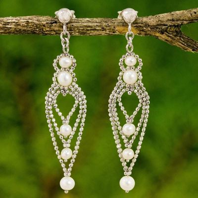 Primary image for Handcrafted Cultured Pearl Chandelier Earrings from Thailand Droplet Chandeliers