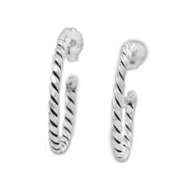 Alternate image for Handcrafted Sterling Silver Half-Hoop Earrings from Thailand Spiral Away