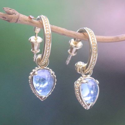 Primary image for Gold Plated Blue Topaz Half-Hoop Dangle Earrings from Bali Vintage Gleam