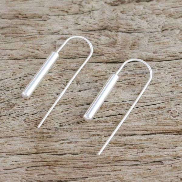 Alternate image for Cylindrical Sterling Silver Drop Earrings from Thailand Gleaming Cattails