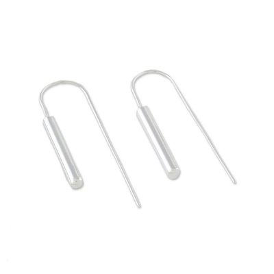 Alternate image for Cylindrical Sterling Silver Drop Earrings from Thailand Gleaming Cattails